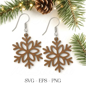 Snowflake Earrings SVG, Christmas Earring Svg, Engraving Pattern Svg, Wood Earring Svg, Earrings Glowforge Svg, Laser Cut File, Winter Svg