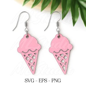 Ice cream Earring SVG, Ice Cream Cone Earrings SVG, Boho Wood Earring Svg, Earrings Glowforge svg, Laser Cut File, Summer Earring Svg