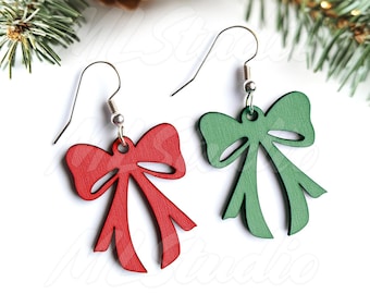 Christmas Bow Earring Svg, Bow Earrings SVG, Earring Svg, Engraving Pattern Svg, Wood Earring Svg, Earrings Glowforge svg, Laser Cut File