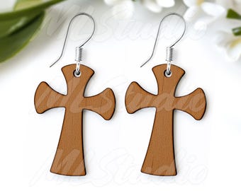 Cross Earring Laser Cut Svg, Earring Svg, Engraving Pattern Svg, Wood Earring Svg, Earrings Glowforge svg, Easter Earring svg, Cross Svg