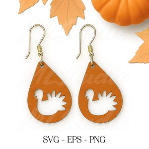 Thanksgiving Turkey Earring SVG, Teardrop Earrings Svg, Fall Jewelry Svg, Cute Turkey Svg, Autumn Earring Glowforge, Cricut Laser Cut File