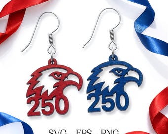 250e Eagle Earring SVG, patriottische oorbel Svg, VS-bestand, gravure patroon Svg, houten oorbel Svg, oorbellen Glowforge svg, lasergesneden oorbel