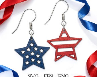 Stars and Stripes SVG Earring, patriottische oorbel Svg, VS-bestand, gravure patroon Svg, houten oorbel Svg, oorbellen Glowforge svg, lasergesneden