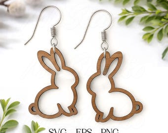 Easter Bunny overzicht Earring SVG, Earring Svg, gravure patroon Svg, houten oorbel Svg, oorbellen Glowforge svg, Easter Jewelry Svg, konijn