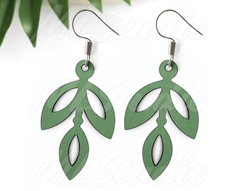 Boho Leaf Earring SVG, Floral Wood Earring SVG, Engraving Pattern Svg, Wood Earring Svg, Earrings Glowforge, Laser Cut File, Simple Leaf
