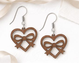 Schattig hart strik oorbel Svg, Valentijnsdag houten oorbel Svg, gravure bestand, houten oorbel Svg, oorbellen Glowforge svg, lasergesneden bestand