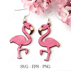 Flamingo Earrings SVG, Cute Flamingo Earring Svg, Engraving Pattern Svg, Wood Earring Svg, Bird Svg, Earrings Glowforge svg, Laser Cut File