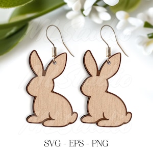 Cute Easter Bunny Earring SVG, Earring Svg, Engraving Pattern Svg, Wood Earring Svg, Earrings Glowforge svg, Easter Jewelry Svg, Laser Cut