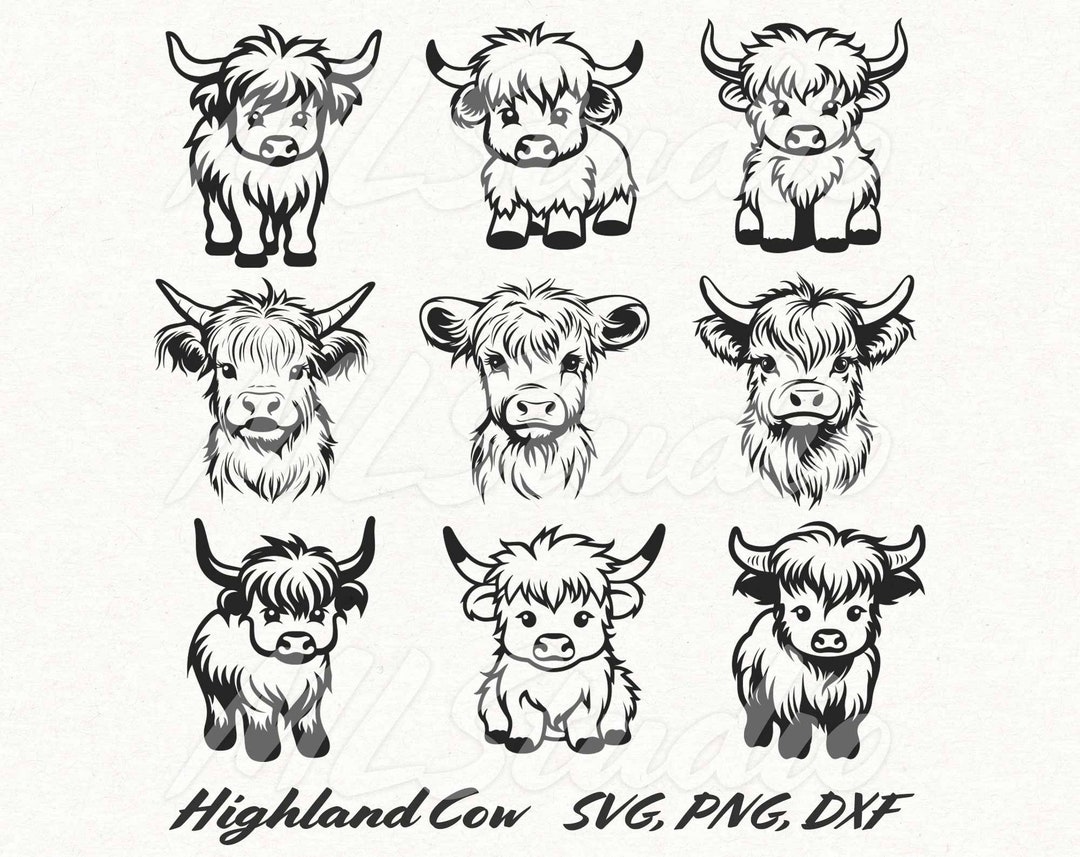 Highland Cow Bundle Svg, Cute Highland Cow Svg, Highland Cow