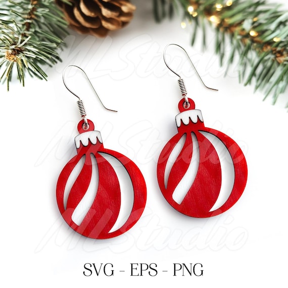 Christmas Ball Earrings SVG, Christmas Bauble SVG, Engraving Pattern Svg, Wood Earring Svg, Earrings Glowforge svg, Laser Cut File