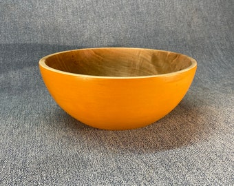 Maple bowl with mustard milk paint finish