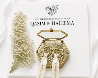 Bandeja para anillos Nikkah personalizada, plato de resina para bodas