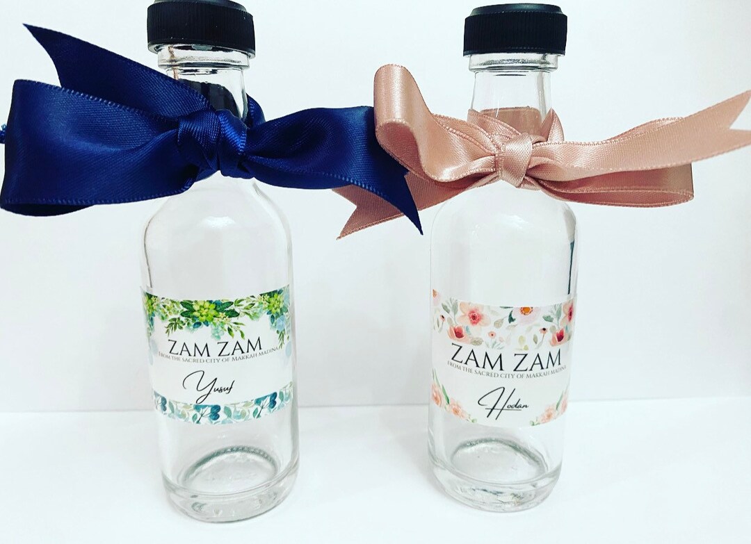 Personalised 50ml Zam Zam Bottles Filled or Empty With Stickers