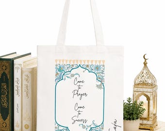 Bolso de mano de poliéster personalizado con la frase "Ven a la oración".