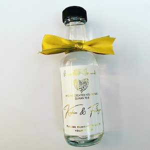 Personalised 50ml Zam Zam bottles filled or empty with stickers - transparent, glossy or foiled (Read item details)