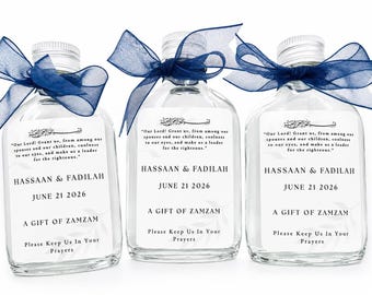 Botellas Zam Zam personalizadas con pegatinas blancas brillantes