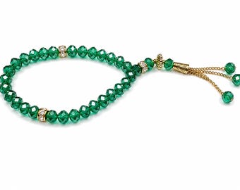 Tasbih personalizado de 33 o 66 cuentas — Cuentas de oración de 8 mm, elige las cuentas, acabado en plata u oro