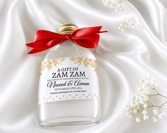 Botellas de Zam Zam personalizadas - Varios tamaños - Pegatinas impresas - Rellenas