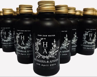Botella negra de Zam Zam personalizada de 50 ml - Llena