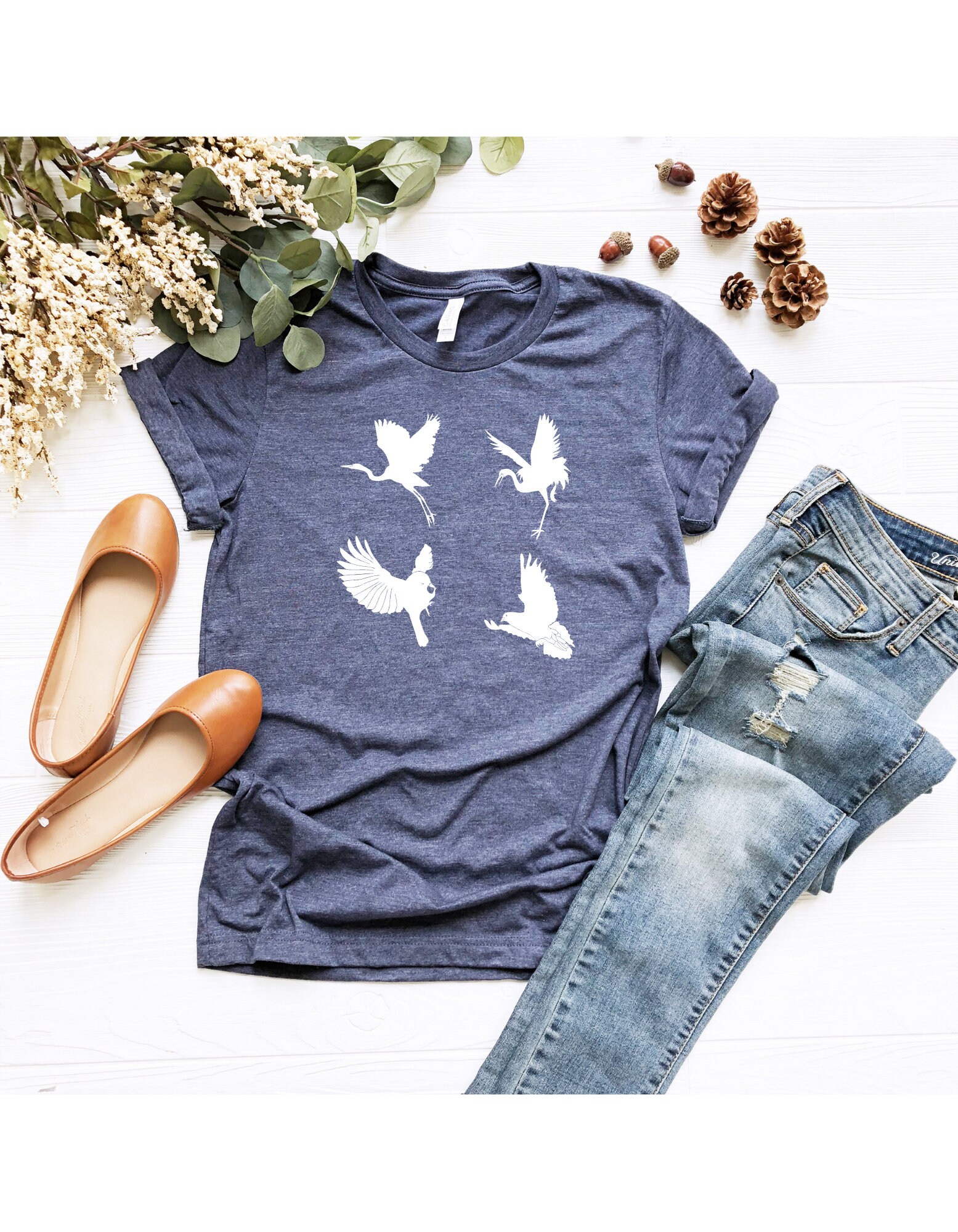 Birds Shirt Birds On a Wire Graphic Womens Shirt Graphic Etsy