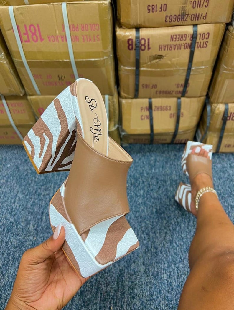 Open Toe Cow Print Clogs with Heel