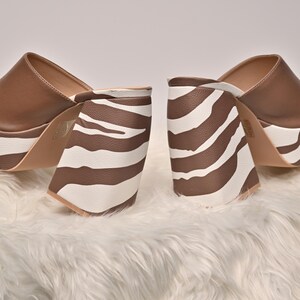 Open Toe Cow Print Clogs with Heel