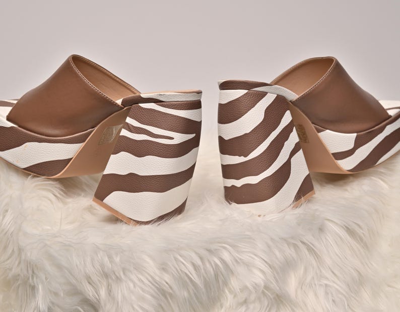 Open Toe Cow Print Clogs with Heel