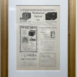 1895 Camera Advertisement, Handmade Wooden Frame, “The Century Magazine” Antique Magazine, Vintage Wall Art, Home Decoration