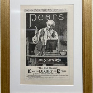 1895 Shaving Advertisement, Handmade Wooden Frame, “The Century Magazine” Antique Magazine, Vintage Wall Art, Home Decoration