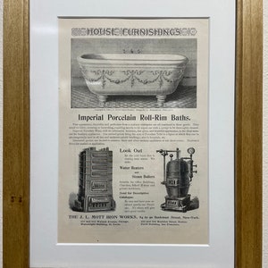 1895 Furnishing Advertisement, Handmade Wooden Frame, “The Century Magazine” Antique Magazine, Vintage Wall Art, Home Decoration