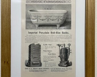 1895 Furnishing Advertisement, Handmade Wooden Frame, “The Century Magazine” Antique Magazine, Vintage Wall Art, Home Decoration