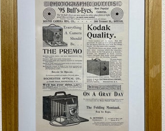 1895 Camera Advertisement, Handmade Wooden Frame, “The Century Magazine” Antique Magazine, Vintage Wall Art, Home Decoration