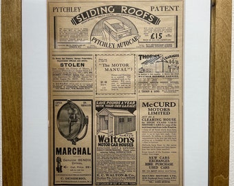 1931 Car Accessories Advertisement, Handmade Wooden Frame, “The Motor” Antique Magazine, Vintage Wall Art, Home Decoration