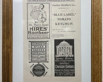 1895 Food Advertisement, Handmade Wooden Frame, “The Century Magazine” Antique Magazine, Vintage Wall Art, Home Decoration