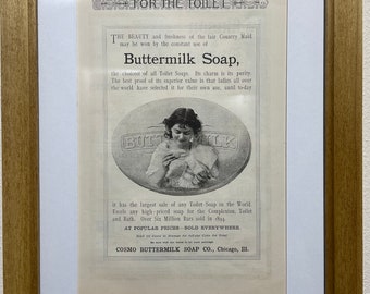 1895 Soap Advertisement, Handmade Wooden Frame, “The Century Magazine” Antique Magazine, Vintage Wall Art, Home Decoration