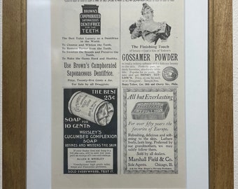1895 Bathroom Advertisement, Handmade Wooden Frame, “The Century Magazine” Antique Magazine, Vintage Wall Art, Home Decoration