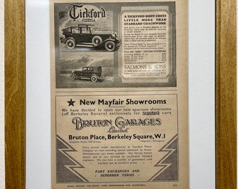1931 Tickford Advertisement, Handmade Wooden Frame, “The Motor” Antique Magazine, Vintage Wall Art, Home Decoration