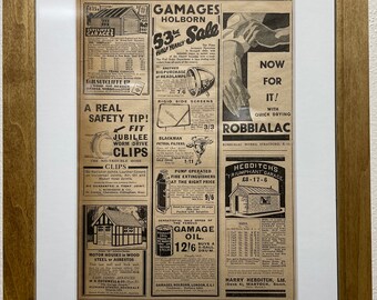 1931 Car Accessories Advertisement, Handmade Wooden Frame, “The Motor” Antique Magazine, Vintage Wall Art, Home Decoration