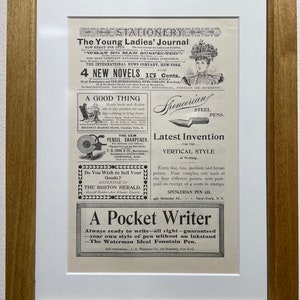 1895 Stationery Advertisement, Handmade Wooden Frame, “The Century Magazine” Antique Magazine, Vintage Wall Art, Home Decoration