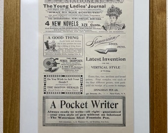 1895 Stationery Advertisement, Handmade Wooden Frame, “The Century Magazine” Antique Magazine, Vintage Wall Art, Home Decoration