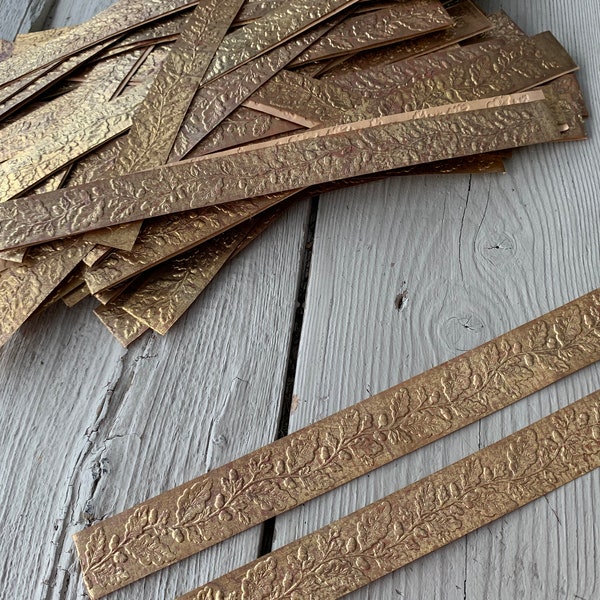 2 Strips 10 inches Each Circa 1920s Embossed Paper Authentic Rare Gold Foil Embellishment NOT REPRODUCTIONS (A-6372)