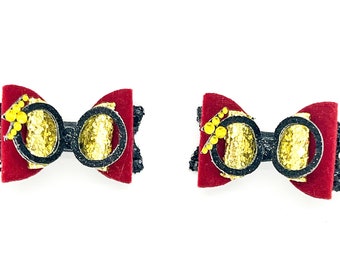 HP Pigtail Hair Bow Set ~ Wizard House Piggy Hair Bow Set ~ Glitter Wizard Bow for Girls ~ Wizard School House Piggies~Wizard Pigtail Set
