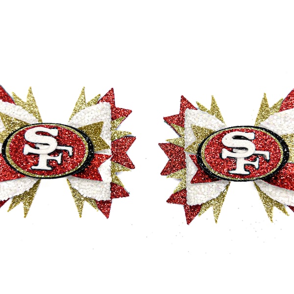 Custom Football Team Hair Bow ~  Team Hair Bow ~ Glitter Football Team Hair Bow ~ Custom Sports Bow ~ Custom San Francisco Team Hair Clip