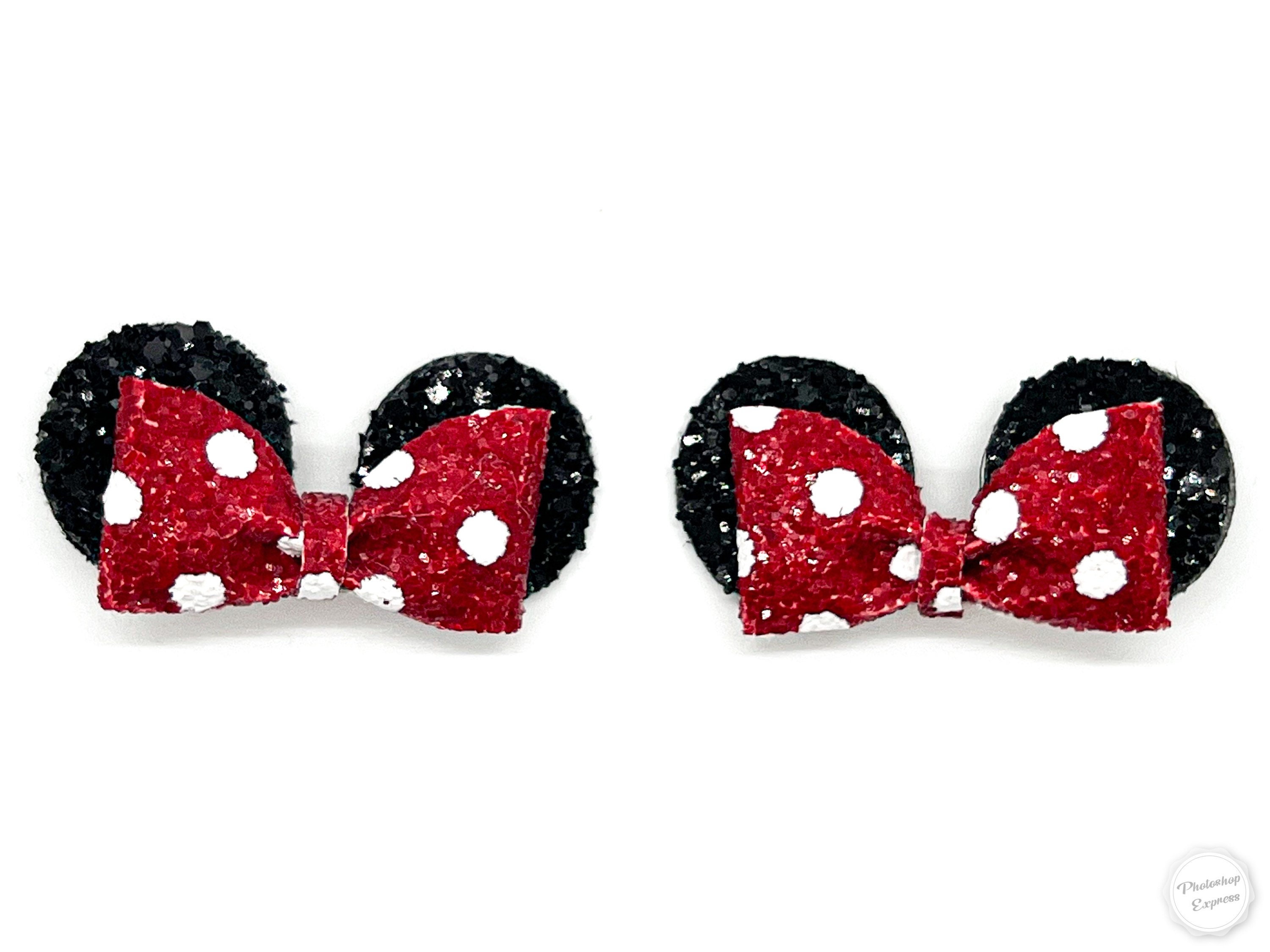thumbnail image 2 of Minnie Mouse Hair Bow Clips - Glittery Polka Dot Bows, 4.5" Wide, For Girls 2 of 12