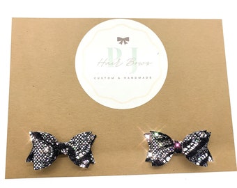 2” Pigtail Hair Bow Set ~ Pigtail Hair Bows ~ Black Lace Pigtail Hair Bow ~ Black Lace  Pigtail Set, Stunning Pigtail Bows!