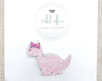 Dinosaur Glitter Hair Clip ~ Dinosaur Snap Clips ~ Pink Glitter Dinosaur Hair Clips ~ Dinosaur Hair Clips ~ Girl’s Dinosaur Nylon Headbands