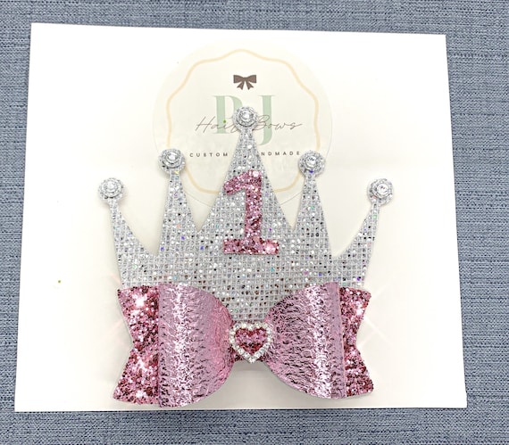 Pink Princess Hair Bow ~ Swarovski Crystal Crown Princess  display picture 1