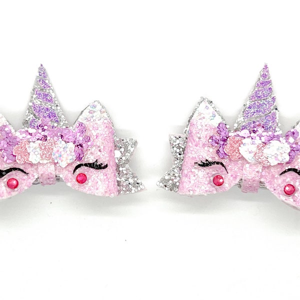 Pear Bear Off White Unicorn Pigtail Bow Clip