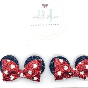 Minnie Mouse Pigtail Hair Bow Set ~ Minnie Mouse Piggies ~ Minnie Mouse Hair Clips ~ Minnie Mouse Pigtail Clips ~ Minnie Mouse Hair Ties