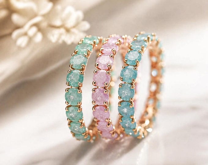 Featured listing image: Boho Gemstone Eternity Style Stackable Rings / Teen Graduation Gift / Stackable Rings